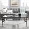 42" Black Two Tier Glass and Metal Coffee Table